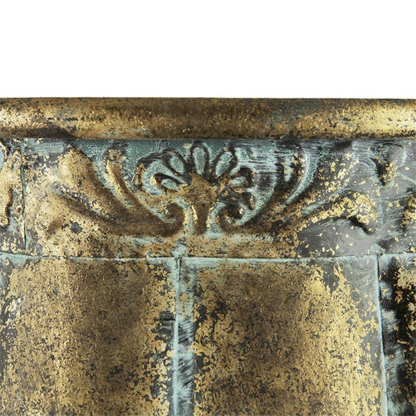 English Elm Set of 2 Distressed Iron Planters with Golden Patina for Indoor Outdoor Decor W2078P498286