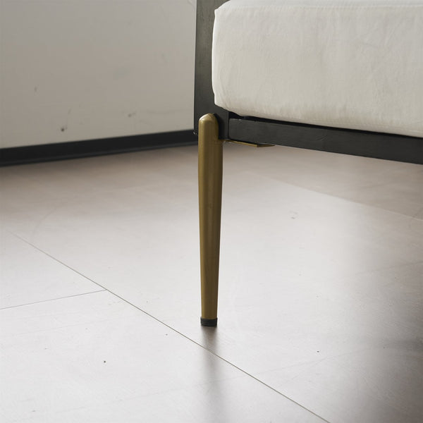 English Elm Christopher Knight Home® - Upholstered Velvet Armchair with Gold Metal Legs, White Luxury Lounge Chair for Living Spaces N817P237961W