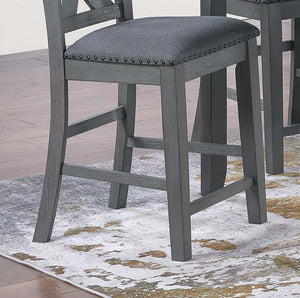 English Elm Modern 7-Piece Counter Height Dining Set Gray - 60" Table, Cushioned X-Cross Back Chairs, Nailhead Trim B011P370423