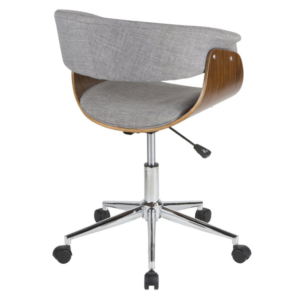 English Elm Task Chair with Chrome Five Star Base Grey Fabric Seat for Modern Home Office Use B202P474198