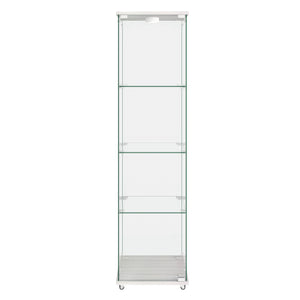 English Elm Modern Glass Display Cabinet With Led Lighting - Stylish 1-Door 4-Shelf Unit For Home & Office Use W241P242916