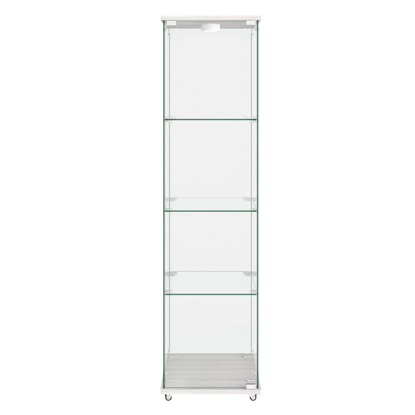 English Elm Modern Glass Display Cabinet With Led Lighting - Stylish 1-Door 4-Shelf Unit For Home & Office Use W241P242916
