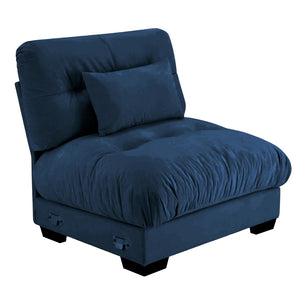 English Elm Milano Velvet Armless Sofa Plush Cloud Cushions Modular Living Room Lounge Seating Blue W714P293277
