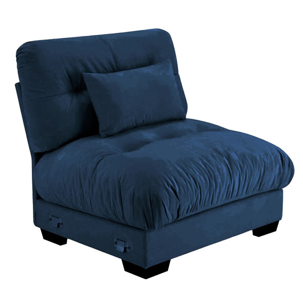 English Elm Milano Velvet Armless Sofa Plush Cloud Cushions Modular Living Room Lounge Seating Blue W714P293277