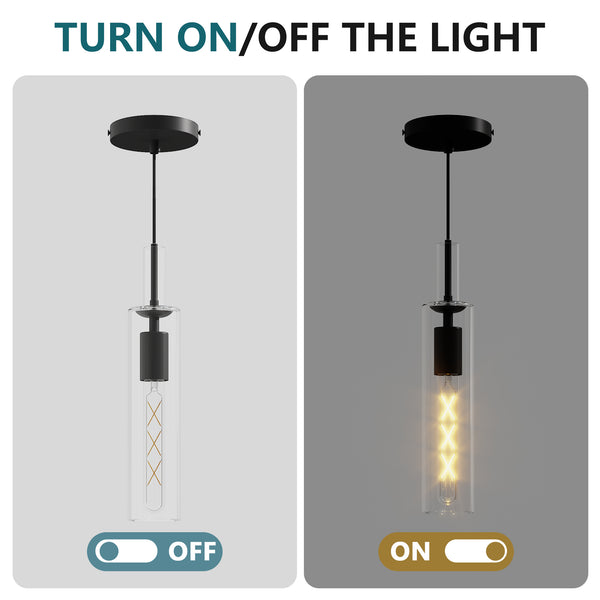 English Elm 3 Black Pendant Lights Set Modern Adjustable Glass Shades for Kitchen Island Dining Living Room PMID W2312P375007