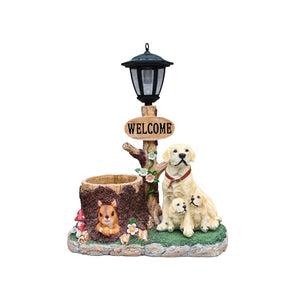 English Elm Labrador Mother and Pup Resin Garden Statue with Integrated Floral Planter Basin W5398P464250