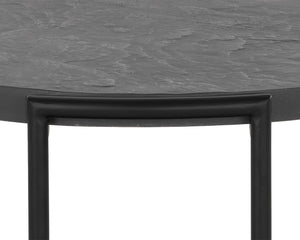 Sunpan Zuma Side Table - Handcrafted Concrete End Table with Slate Effect Top & Black Glass Shelf, Gold Accents