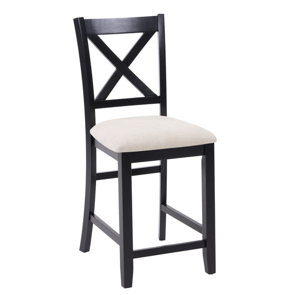 English Elm 5-Piece Modern Dining Set for 4 with Waterproof Wood-Grain Top, X-Back Chairs, Linen Comfort, Stable Frame Beige,Black,Oak W1998S00082