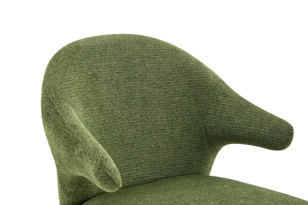English Elm Modern Chenille Linen Accent Chair Sculptural Hollow Back Swivel Seat for Dining Vanity Green W3493P456222