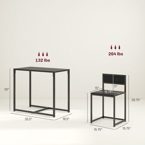 English Elm Homcom Industrial 3 Piece Dining Set Steel Legs Mdf Top Compact Kitchen Seating Black W2225P229082