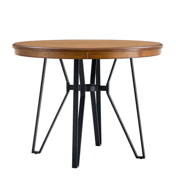 English Elm Christopher Knight Home® - Round Mid-Century Bar Table with Hairpin Metal Legs and Open Shelf, 46.85" Diameter, Stylish Dining Ash Brown N771P205281A