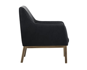 Sunpan Wolfe Lounge Chair - Retro Mid-Century Design with Channel Stitching and Rustic Bronze Steel Frame Vintage Black