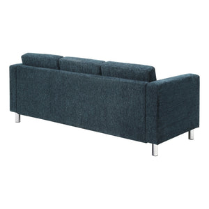 OSP Home Furnishings Pacific Modern 3-seater Sofa with Chrome Legs and Performance Fabric for Contemporary Living Navy PAC53-S76