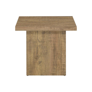 English Elm Square Engineered Wood Cocktail Table Matte Black Pedestal Base Modern Living Room B016P469815