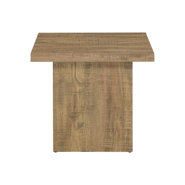 English Elm Square Engineered Wood Cocktail Table Matte Black Pedestal Base Modern Living Room B016P469815