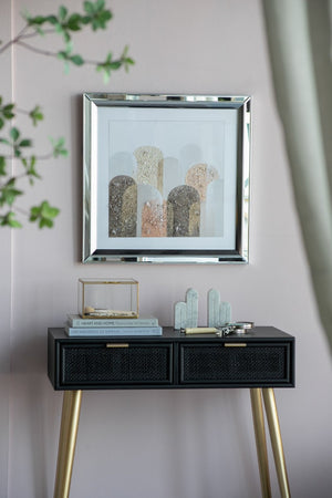 English Elm S/2 Kaiden Crystal Mirror Framed Wall Art - Striking Night & Day Design On Golden Background W2078P318309-GIGA