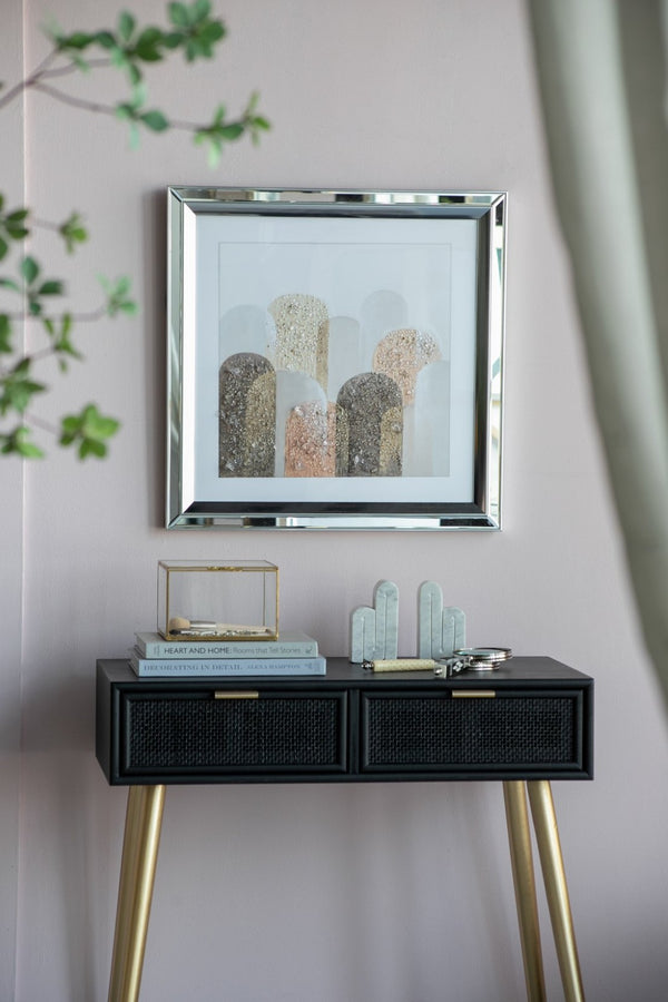 English Elm S/2 Kaiden Crystal Mirror Framed Wall Art - Striking Night & Day Design On Golden Background W2078P318309-GIGA