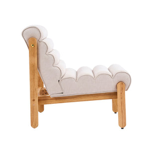 English Elm Fluffy Shearling Accent Chair Plush Tiered Back Solid Wood Frame Cozy Reading Nook Beige+Natural N767P366257E