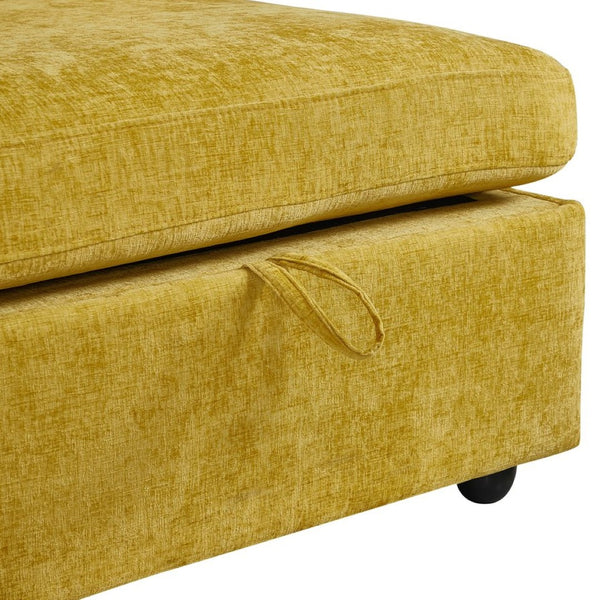 English Elm Yr2169bg-3p-2ot,lr,right,arm,2ot,md Chenille Fleece Modular Sectional Right Arm for Open Living Yellow W308S00194
