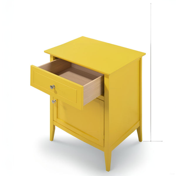English Elm Vibrant Yellow Nightstand with Drawer 25"H x19"W x15"D — Bright Ready-to-Use Accent for Small Spaces B078108005