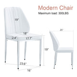 English Elm Set Of Four White Pu Comfort Dining Chairs (17.7"X25").Dining Chair With Extended Backrest,White Pu,Silver Metal Legs,Suitable For Various Places Such As Family Restaurants, Hotels, Coffee Shops,Etc.