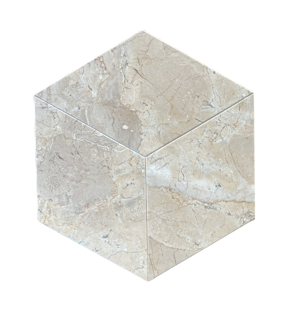 English Elm Hexagon Natural Marble Tiles - Honed Finish In Warm Gold, Beige, And Yellow For Elegant Spaces W1696P262335