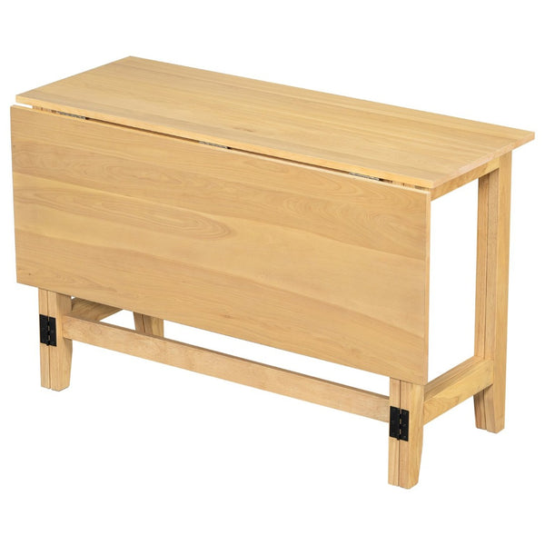 English Elm Topmax Farmhouse Drop Leaf Acacia Veneer Dining Table Seats Four Small Spaces Natural N717P379754N