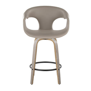 English Elm Fixed-height Swivel Counter Stools with Faux Leather Seats and Chrome Footrest Set of 2 B202S01808