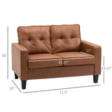 English Elm Homcom 51" Wide Loveseat With Armrest, 2-Seater Tufted Pu Leather Double Sofa, Brown