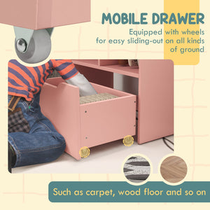 English Elm HOMCOM Kids Bookcase with Drawer & Anti-Tip Design, 3-Tier Shelf Organizer for Toys & Books Pink W2225P217324