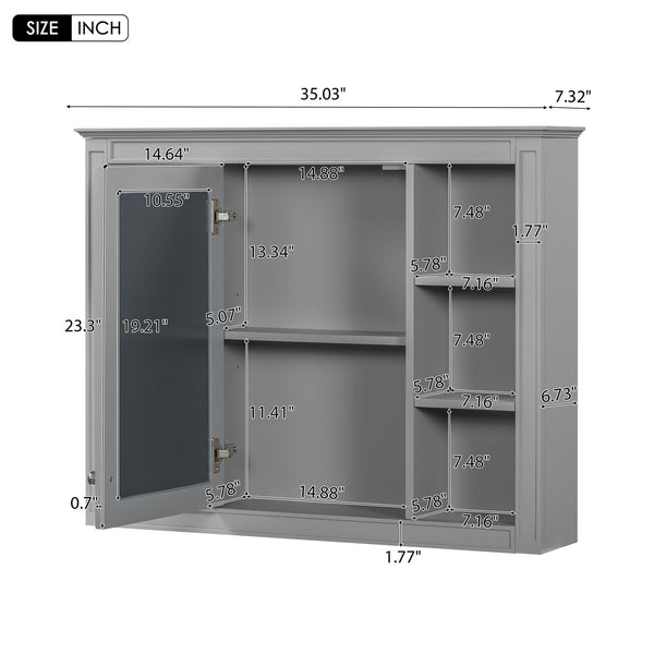 English Elm 36'' Modern Bathroom Vanity With Medicine Cabinet, Soft-Close Doors, 4 Drawers & Ceramic Sink Set SW000134AAE-1