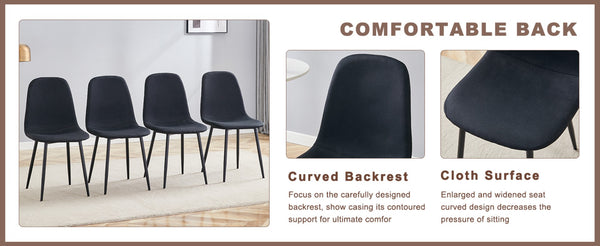 English Elm Table and Chair Set Adjustable Height Mdf Wood Grain Top with Four Linen Dining Chairs Black,Natural Wood W1151S03768