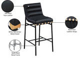 Burke Black Vegan Leather Bar Stool 846Black-C Meridian Furniture