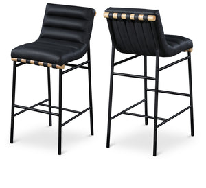 Burke Black Vegan Leather Bar Stool 846Black-C Meridian Furniture