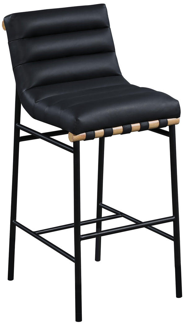 Burke Black Vegan Leather Bar Stool 846Black-C Meridian Furniture