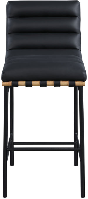 Burke Black Vegan Leather Bar Stool 846Black-C Meridian Furniture