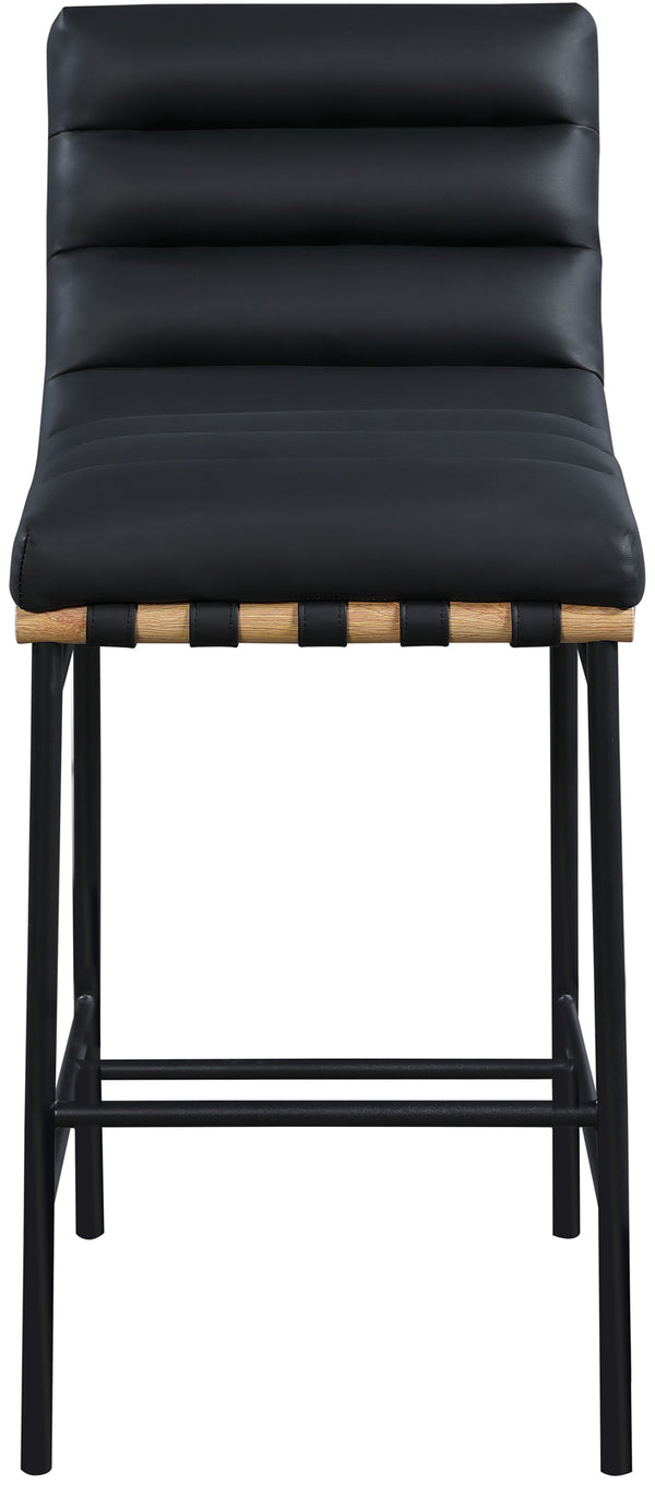 Burke Black Vegan Leather Bar Stool 846Black-C Meridian Furniture