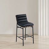 Burke Black Vegan Leather Bar Stool 846Black-C Meridian Furniture