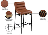 Burke Cognac Vegan Leather Bar Stool 846Cognac-C Meridian Furniture