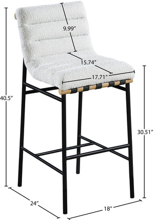 Burke Cream Boucle Fabric Bar Stool 846Cream-C Meridian Furniture