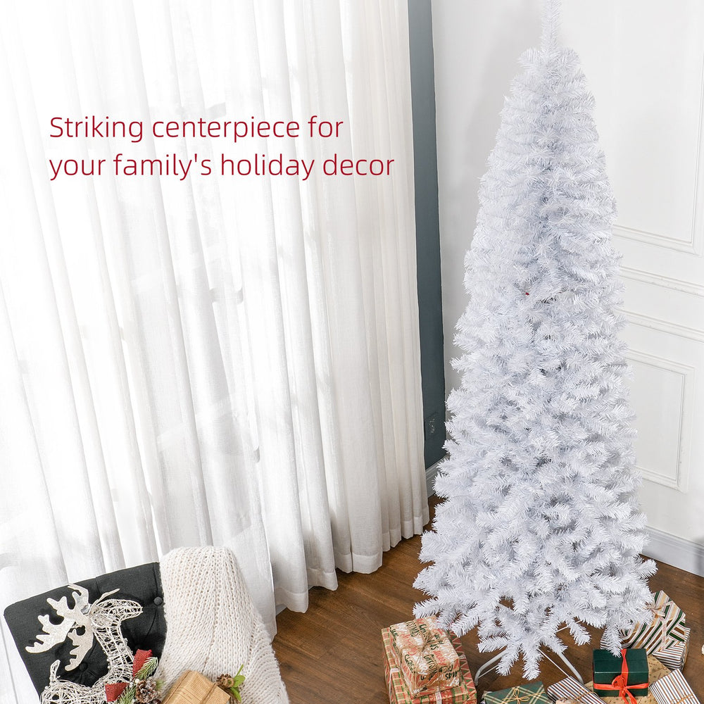 English Elm Homcom 7Ft Slim Douglas Fir Christmas Tree - Unlit, Realistic, Space-Saving Design For Festive Decor W2225P249649
