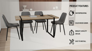 English Elm 59" Modern Farmhouse 4-Piece Dining Table Set With Suede Chairs - Stylish, Sturdy, And Ergonomic Design W2189S00163