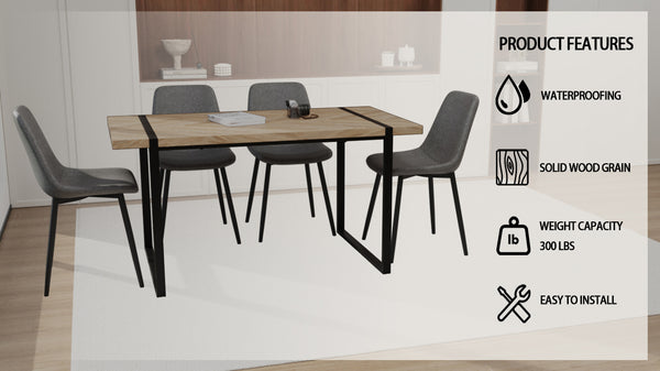 English Elm 59" Modern Farmhouse 4-Piece Dining Table Set With Suede Chairs - Stylish, Sturdy, And Ergonomic Design W2189S00163