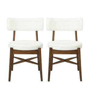 English Elm Christopher Knight Home® - Mid Century Modern Dining Chairs - Walnut & Beige Comfort With Sculpted Back For Versatile Use N771P205425T