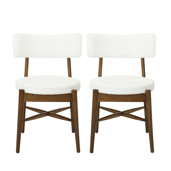 English Elm Christopher Knight Home® - Mid Century Modern Dining Chairs - Walnut & Beige Comfort With Sculpted Back For Versatile Use N771P205425T