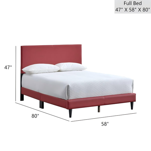 English Elm Baron Full Bed Frame with Faux Leather Upholstery, Slat Support, Adjustable Headboard Height, Fits 7–13" Red 26.37 L x 60.39 W x 7.28 H B078P380174