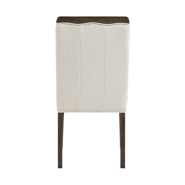 English Elm Contemporary Upholstered Dining Chairs Set of 2 — Beige Textured Fabric, Wire‑Brushed Brown Plywood Frame, 250 lb Capacity B011P355870