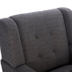English Elm Modern Pu Leather Ergonomic Accent Chair with Padded Arms and Matte Black Legs Grey W676P172469