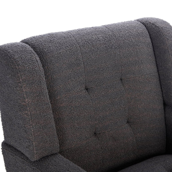 English Elm Modern Pu Leather Ergonomic Accent Chair with Padded Arms and Matte Black Legs Grey W676P172469