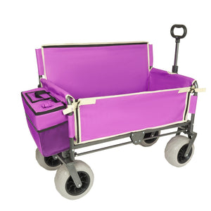 English Elm 3-in-1 Folding Wagon with Convertible Bench Seat Steel Frame 500lb All Terrain Purple W2932P390468